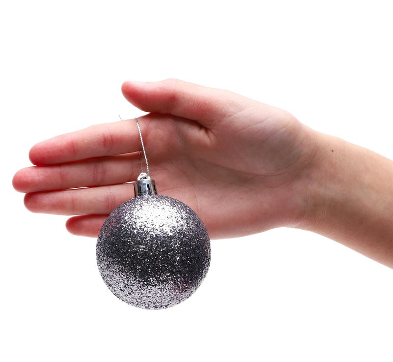 Christmas ConceptsÂ® Pack of 10-60mm Christmas Tree Baubles - Shiny, Matte & Glitter Decorated Ornaments (Graphite Grey) - Image 5